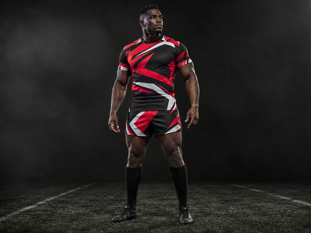 Rugby player wearing a fully sublimated rugby kit